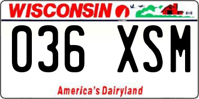 WI license plate 036XSM
