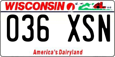 WI license plate 036XSN