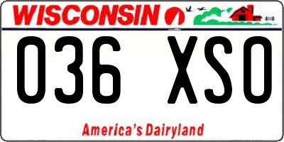WI license plate 036XSO