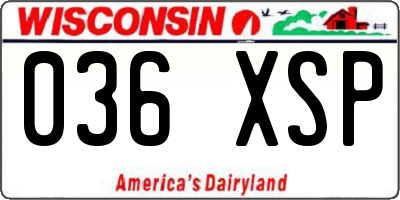 WI license plate 036XSP