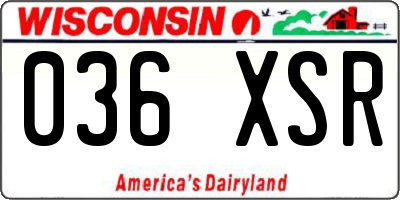 WI license plate 036XSR