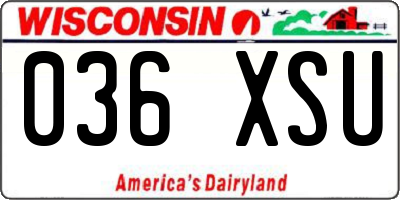 WI license plate 036XSU
