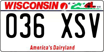 WI license plate 036XSV