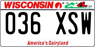 WI license plate 036XSW