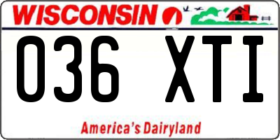 WI license plate 036XTI