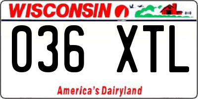 WI license plate 036XTL
