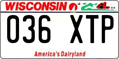 WI license plate 036XTP