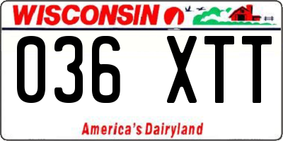 WI license plate 036XTT