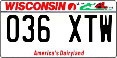 WI license plate 036XTW