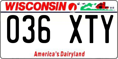 WI license plate 036XTY