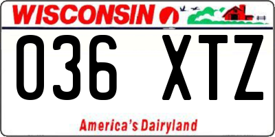 WI license plate 036XTZ
