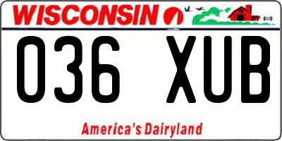 WI license plate 036XUB