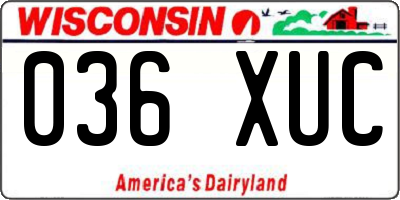 WI license plate 036XUC