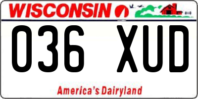 WI license plate 036XUD
