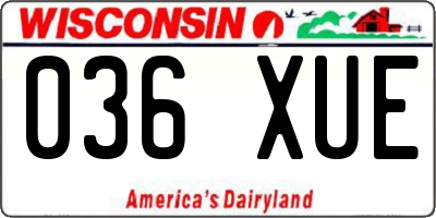 WI license plate 036XUE