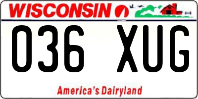 WI license plate 036XUG