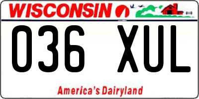 WI license plate 036XUL