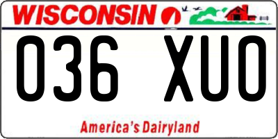 WI license plate 036XUO