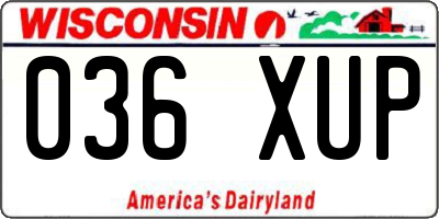 WI license plate 036XUP