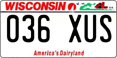 WI license plate 036XUS