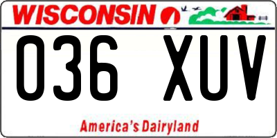 WI license plate 036XUV