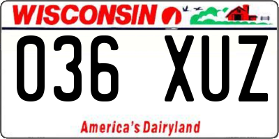 WI license plate 036XUZ
