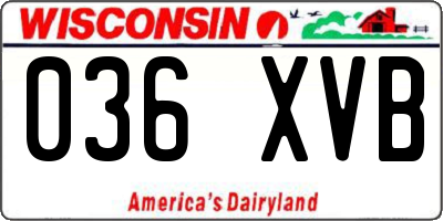 WI license plate 036XVB