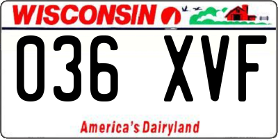 WI license plate 036XVF