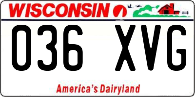 WI license plate 036XVG