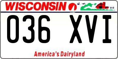 WI license plate 036XVI