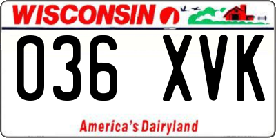 WI license plate 036XVK