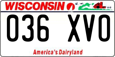 WI license plate 036XVO