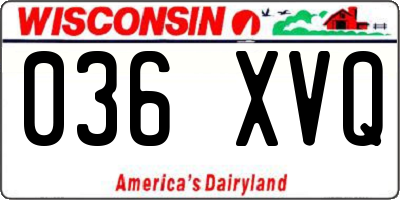 WI license plate 036XVQ