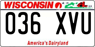 WI license plate 036XVU