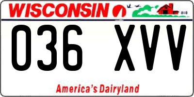 WI license plate 036XVV