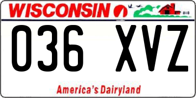WI license plate 036XVZ