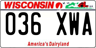 WI license plate 036XWA