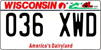 WI license plate 036XWD