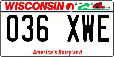 WI license plate 036XWE