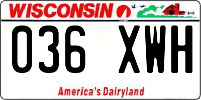 WI license plate 036XWH