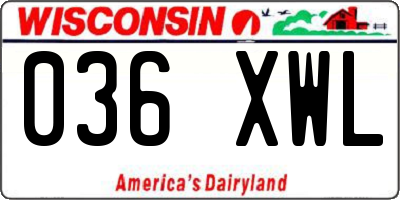 WI license plate 036XWL