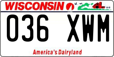 WI license plate 036XWM