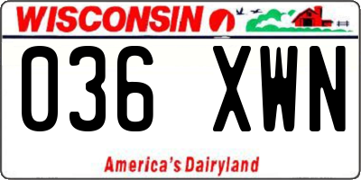 WI license plate 036XWN