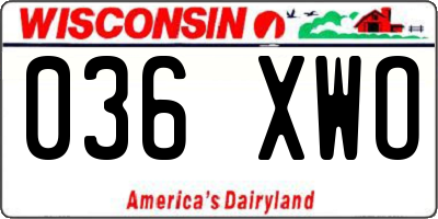 WI license plate 036XWO