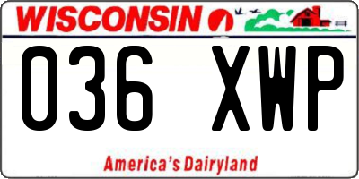 WI license plate 036XWP
