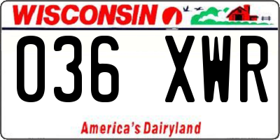 WI license plate 036XWR