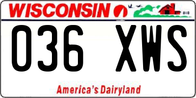 WI license plate 036XWS