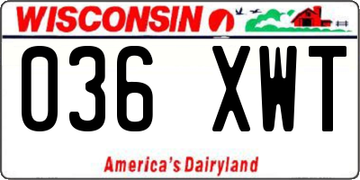 WI license plate 036XWT