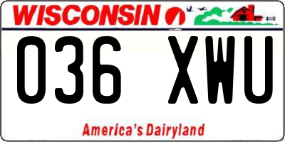 WI license plate 036XWU