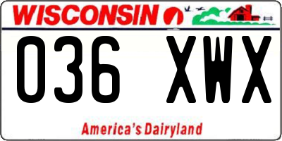 WI license plate 036XWX